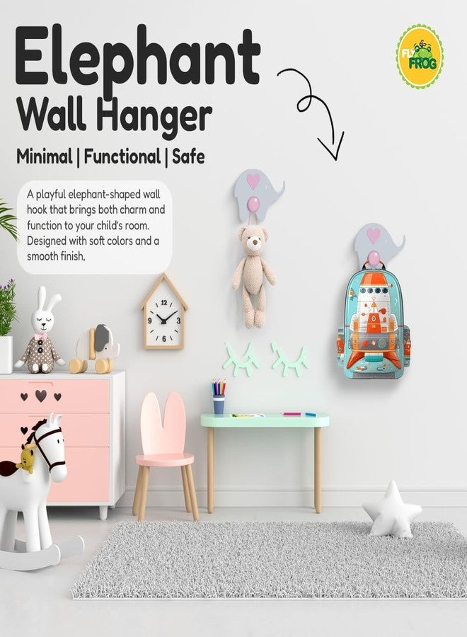 FLY FROG Wooden Decorative Fun Wall Hooks for Kids Room Décor | Decorate Nursery & Playroom Wall Mounted Hooks | Thoughtful Return Gift and Birthday Gifting Option (Elephant_Pink) - Image 2